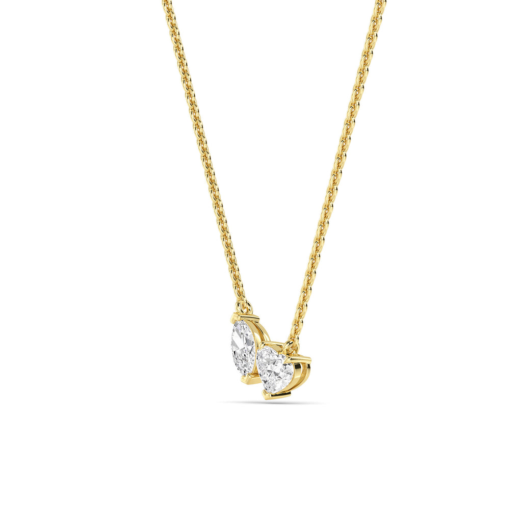 0.88ctw Heart and Marquise Lab Grown Diamond Toi et Moi Necklace