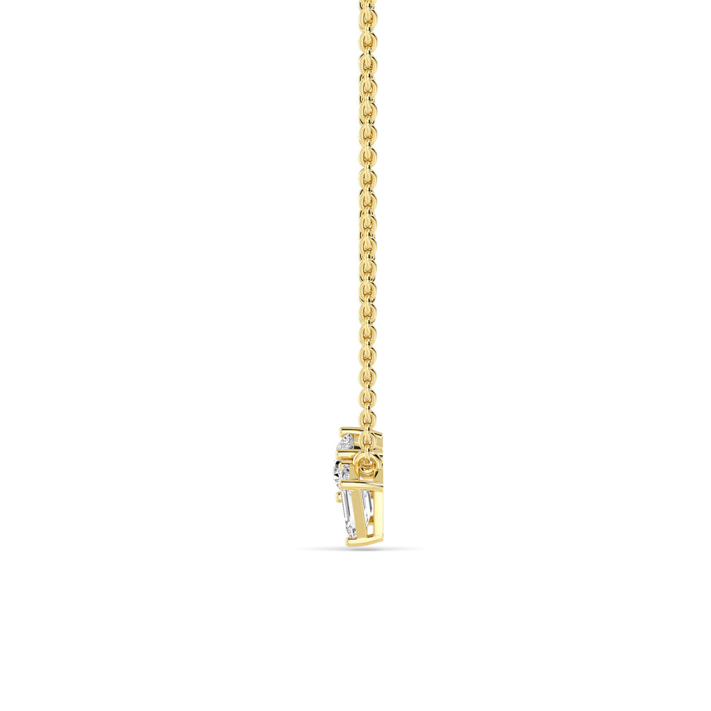 0.91ctw Emerald and Round Lab Grown Diamond Toi et Moi Necklace