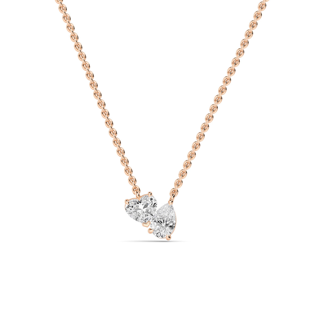 0.98ctw Heart and Pear Lab Grown Diamond Toi et Moi Necklace