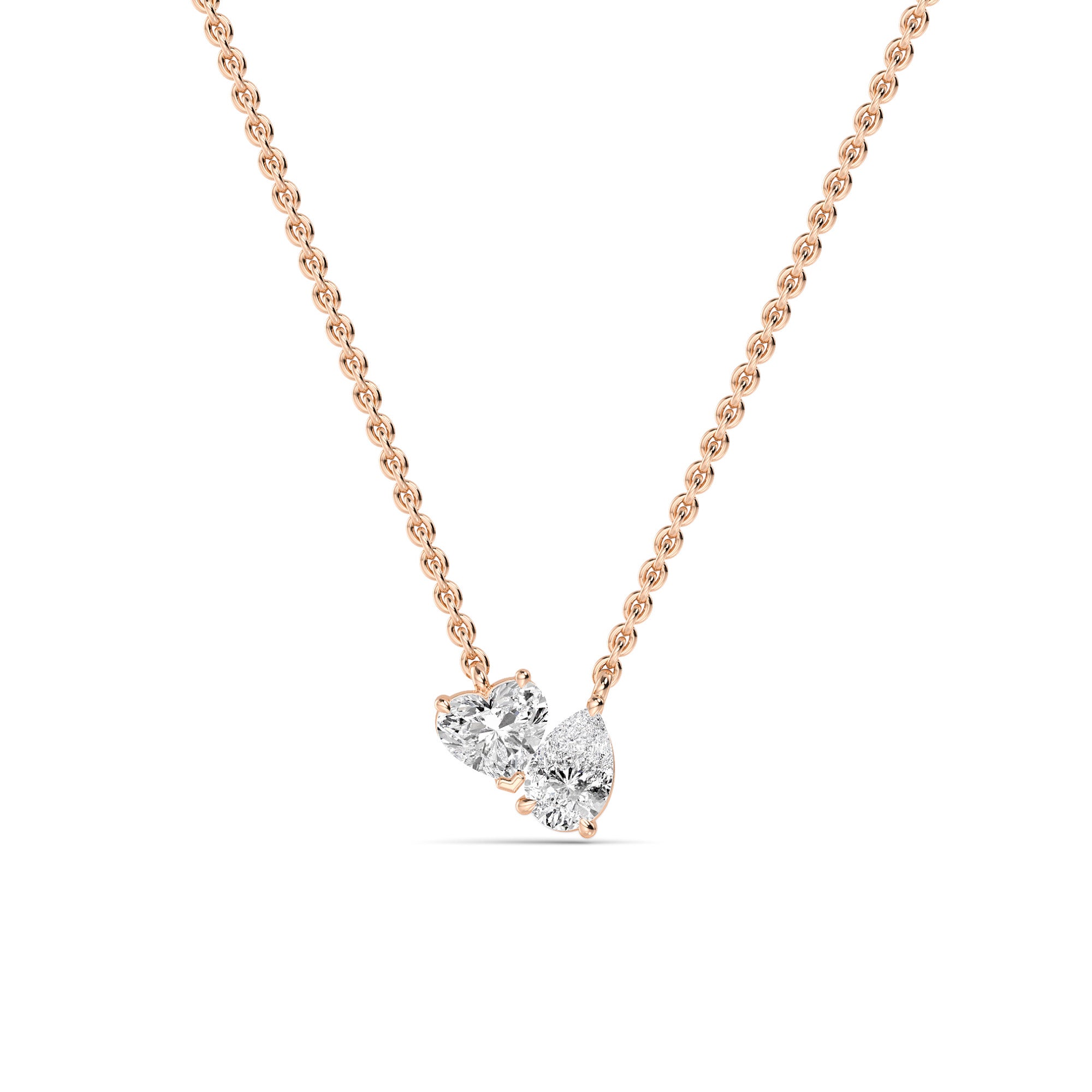 0.98ctw Heart and Pear Lab Grown Diamond Toi et Moi Necklace