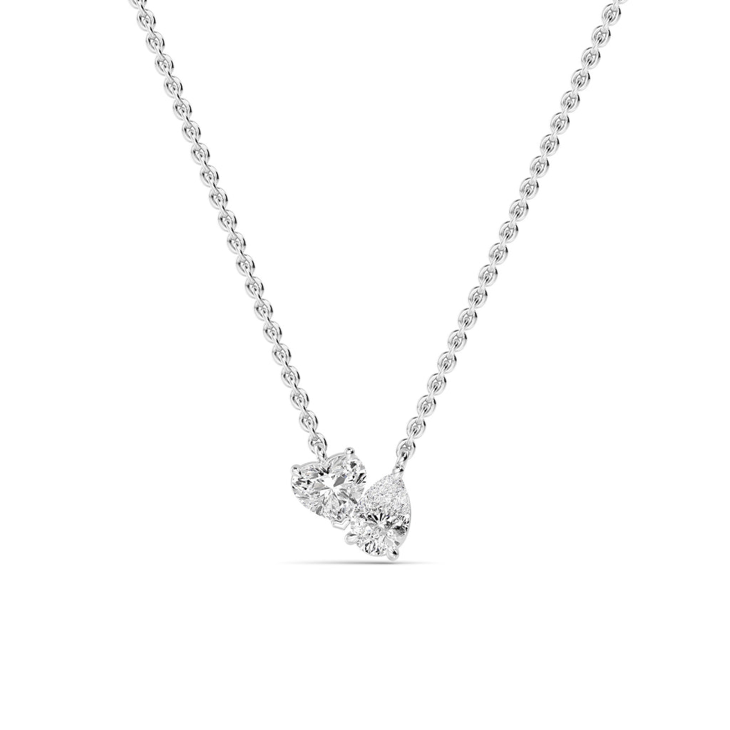 0.98ctw Heart and Pear Lab Grown Diamond Toi et Moi Necklace