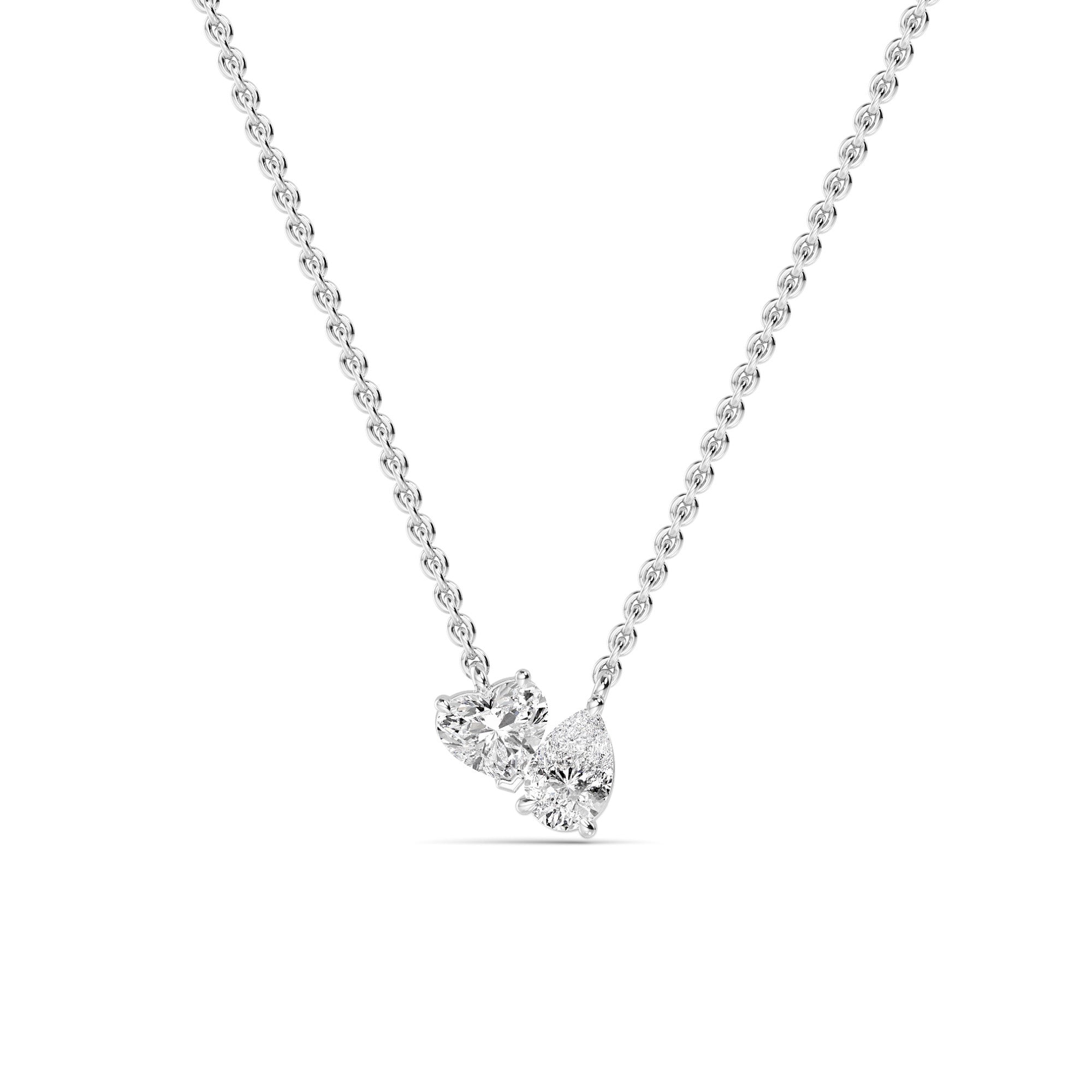 0.98ctw Heart and Pear Lab Grown Diamond Toi et Moi Necklace
