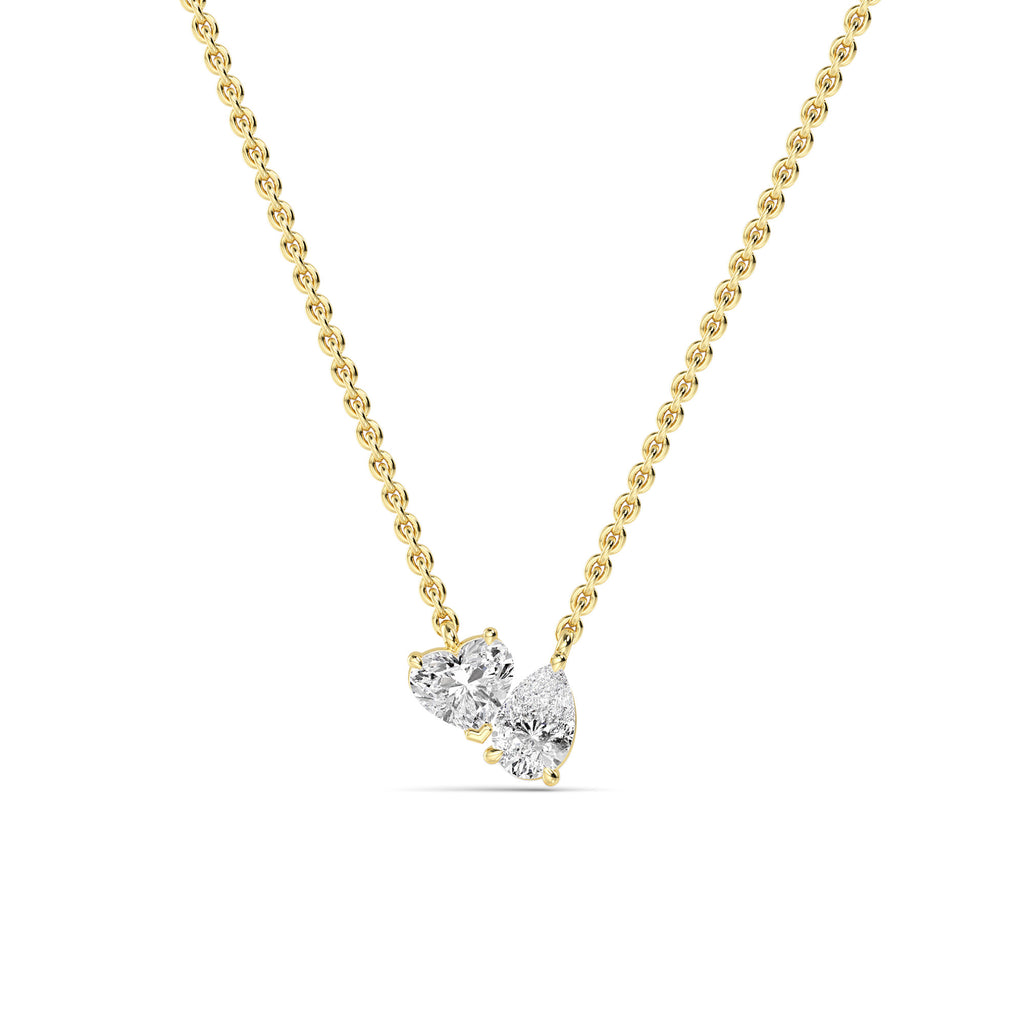 0.98ctw Heart and Pear Lab Grown Diamond Toi et Moi Necklace