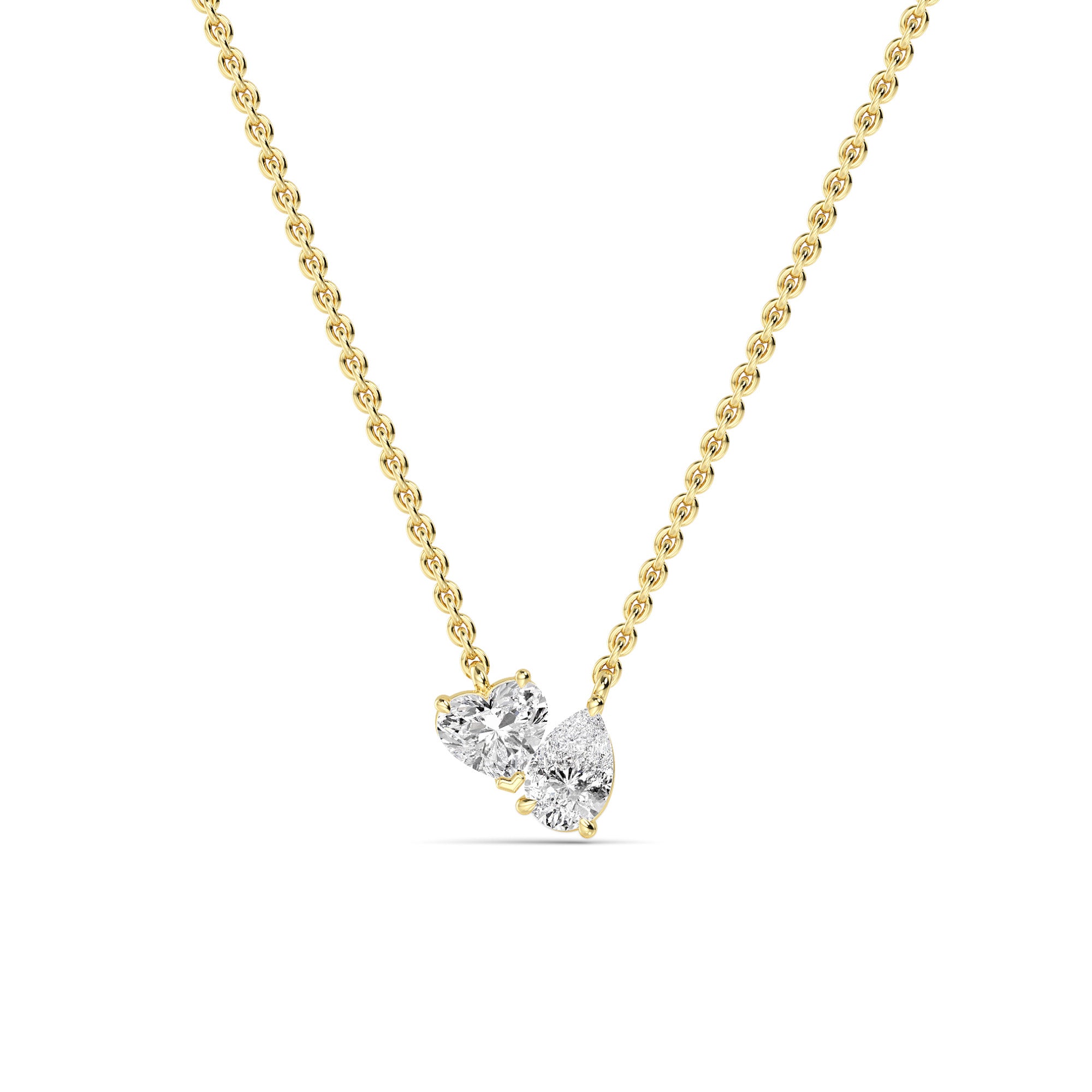 0.98ctw Heart and Pear Lab Grown Diamond Toi et Moi Necklace