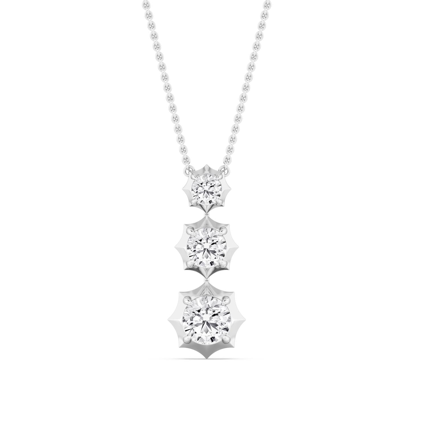 1.66ctw Lab Grown Diamond Round Georgian Cut Down Drop Necklace