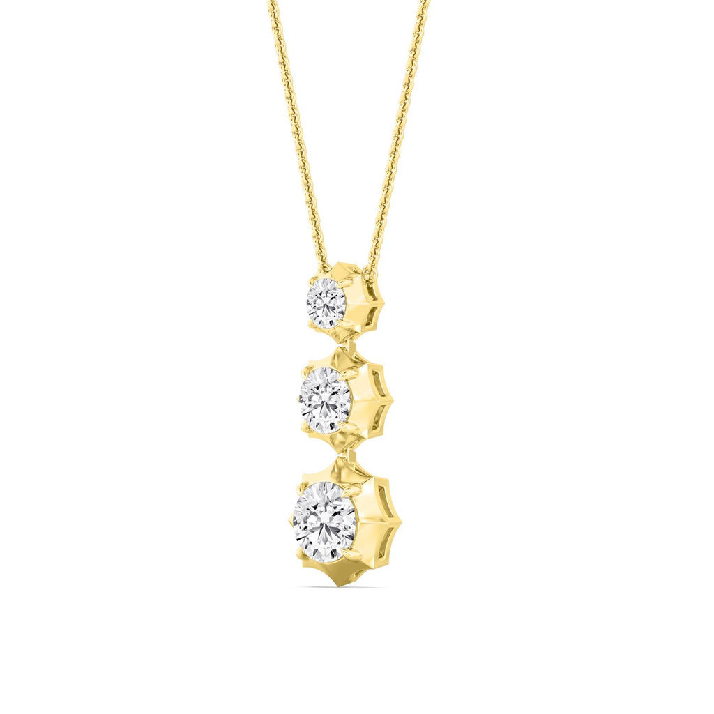 1.66ctw Lab Grown Diamond Round Georgian Cut Down Drop Necklace