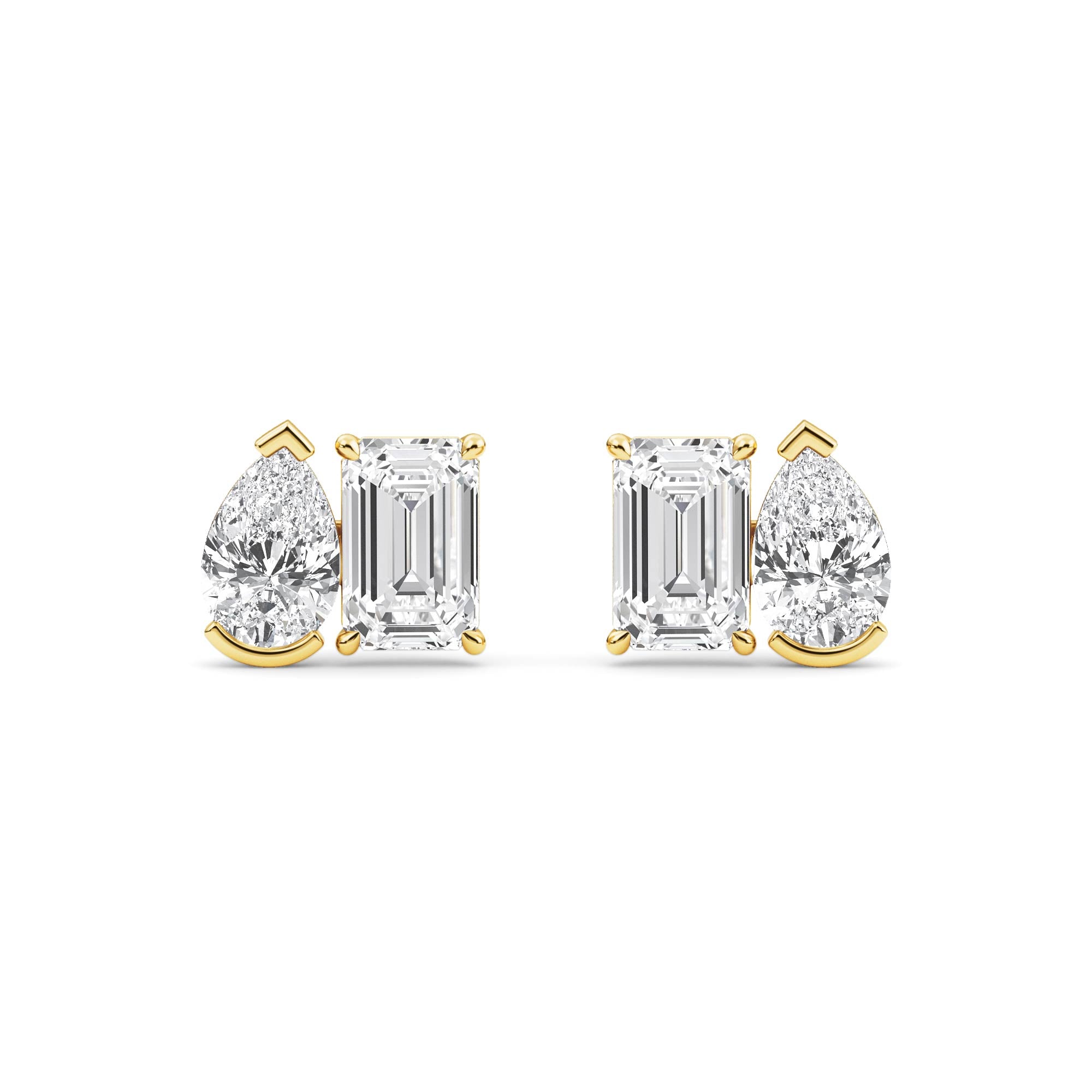 2.94ct Toi et Moi Pear and Emerald cut Lab Grown Diamond Earrings