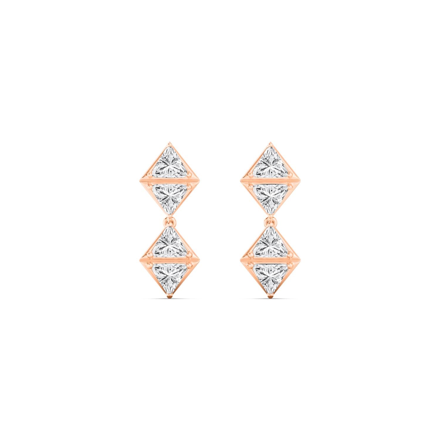 2.20ctw Trillion Lab Grown Diamond Georgian Cut Down Drop Earrings