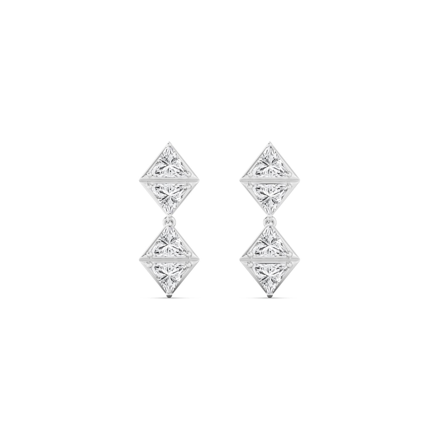 2.20ctw Trillion Lab Grown Diamond Georgian Cut Down Drop Earrings