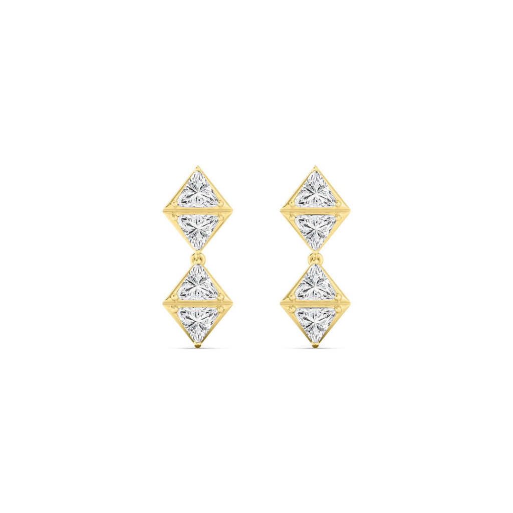 2.20ctw Trillion Lab Grown Diamond Georgian Cut Down Drop Earrings