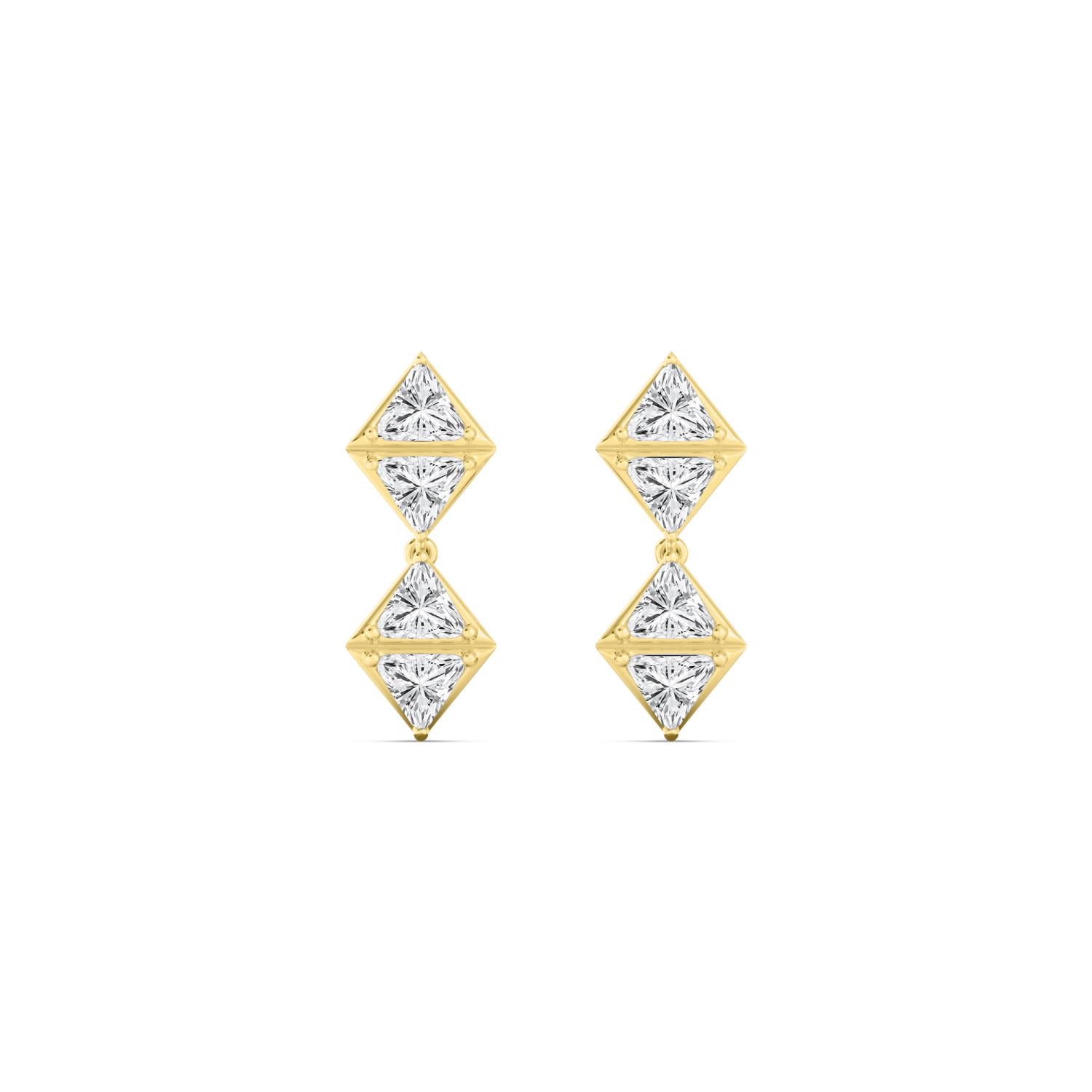 2.20ctw Trillion Lab Grown Diamond Georgian Cut Down Drop Earrings