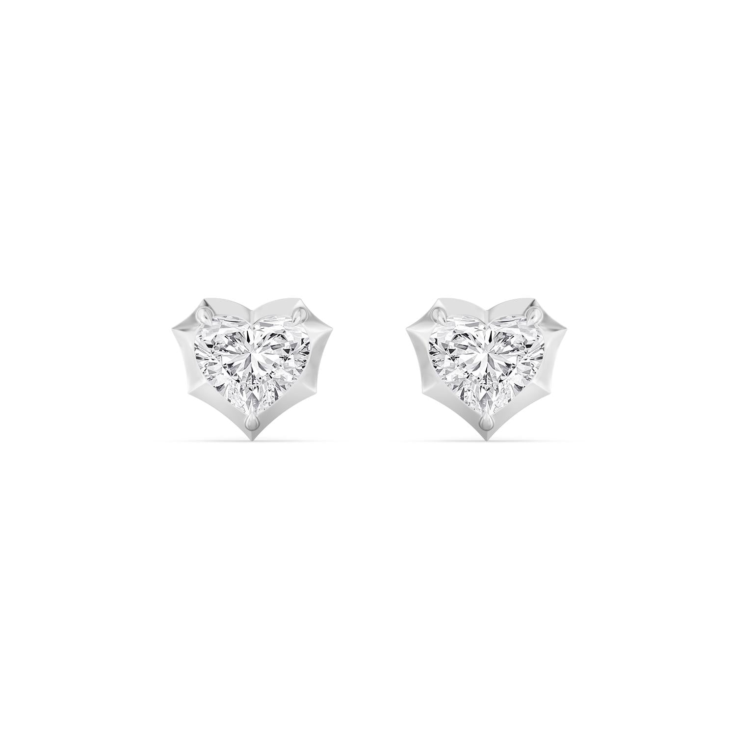 4.00ct Heart cut Lab Grown Diamond Georgian Cut Down Earrings