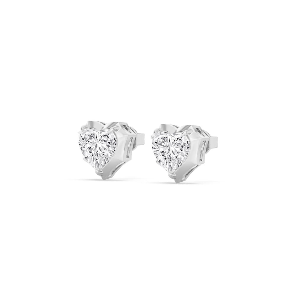 4.00ct Heart cut Lab Grown Diamond Georgian Cut Down Earrings