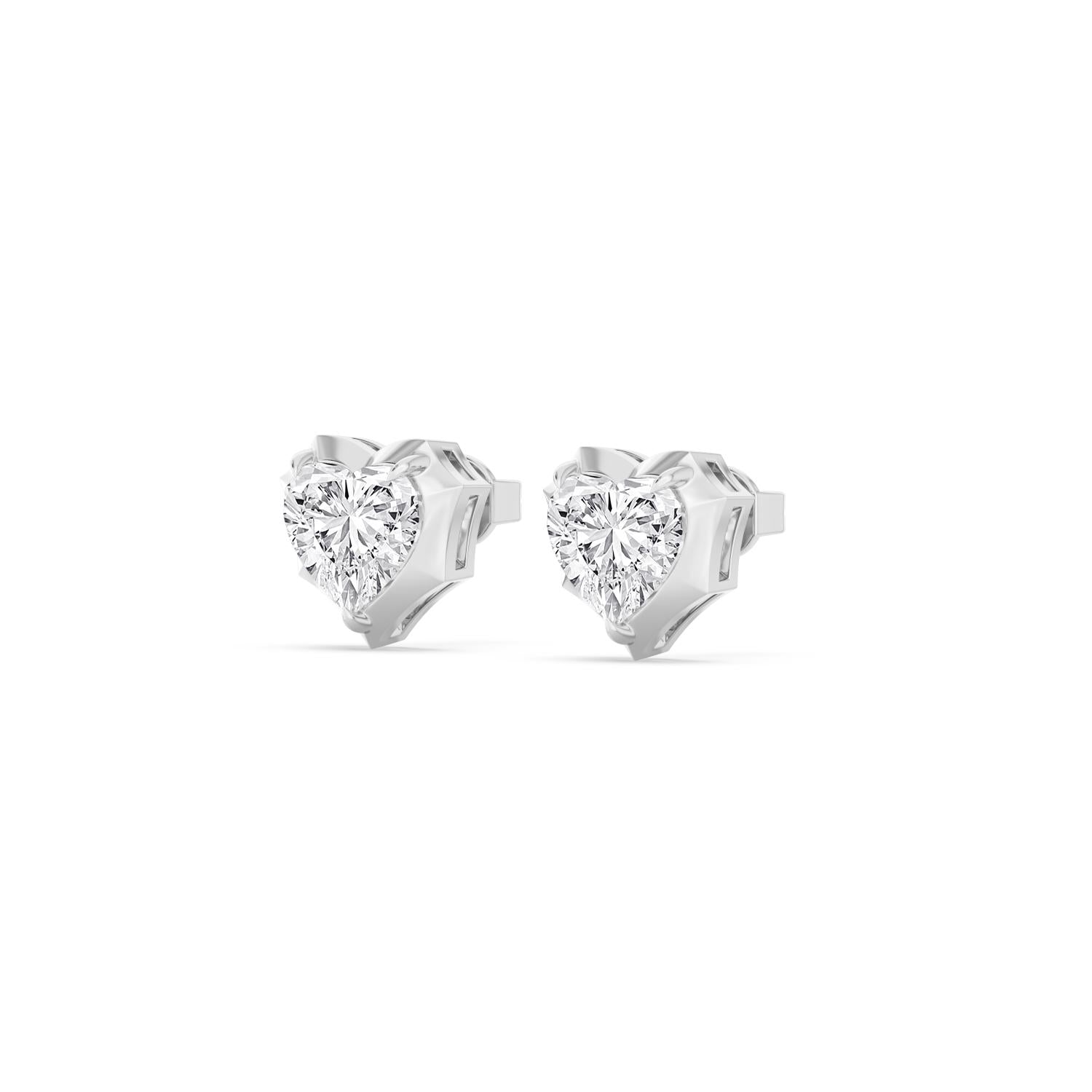 4.00ct Heart cut Lab Grown Diamond Georgian Cut Down Earrings
