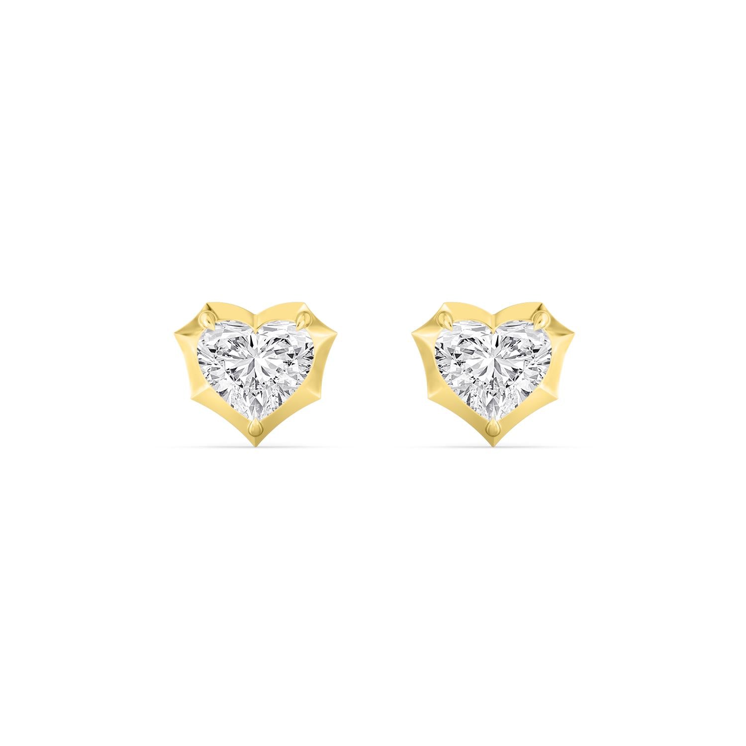 4.00ct Heart cut Lab Grown Diamond Georgian Cut Down Earrings