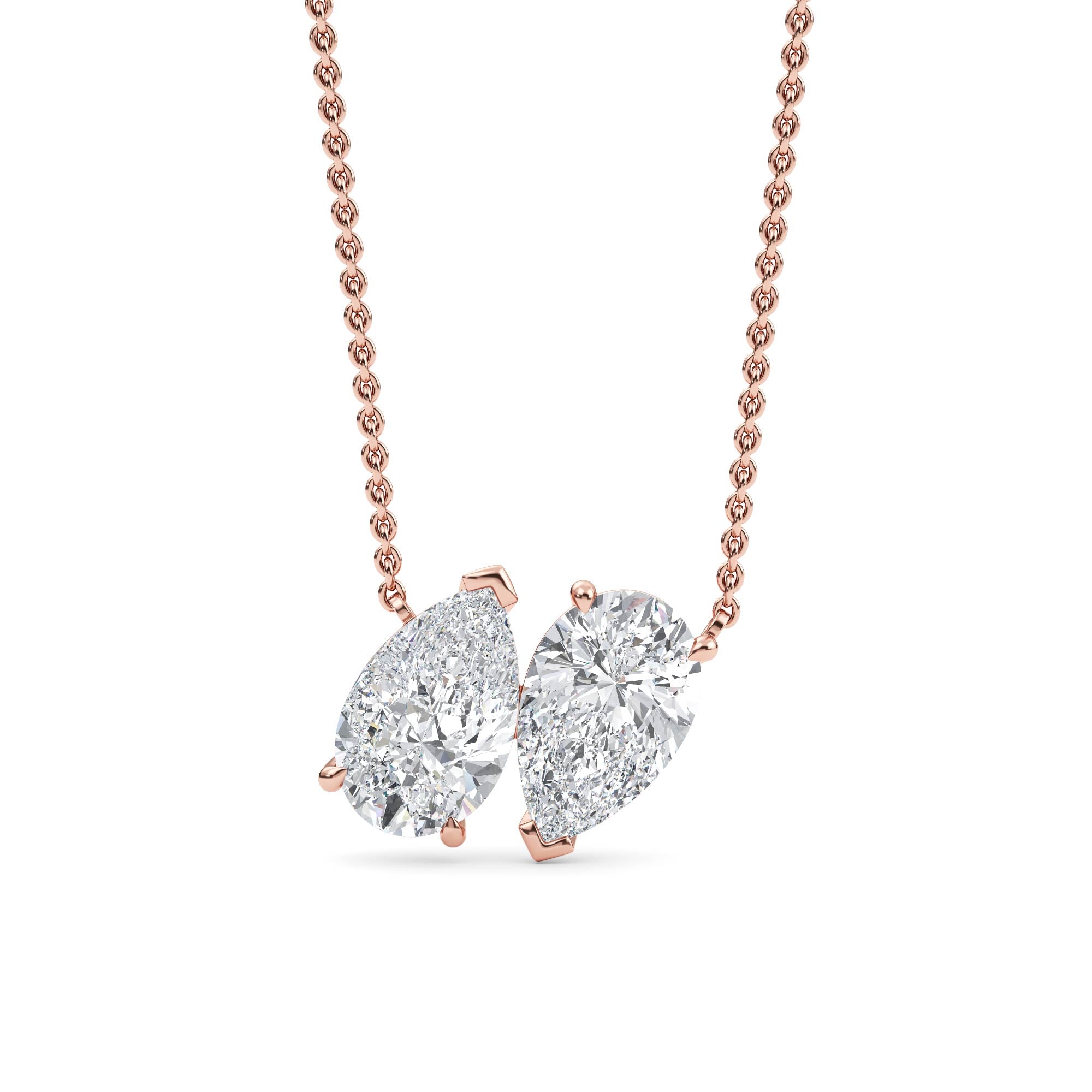 4.00ctw Lab Grown Diamond Toi et Moi Pear Necklace