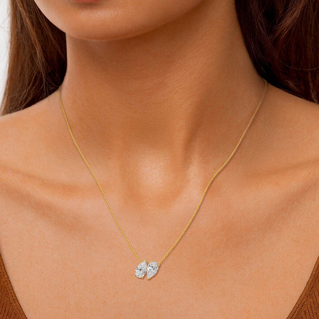 4.00ctw Lab Grown Diamond Toi et Moi Pear Necklace
