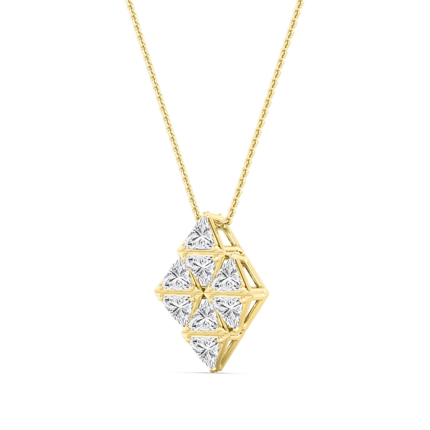 2.34ctw Lab Grown Diamond Trillion Georgian Cut Down Necklace