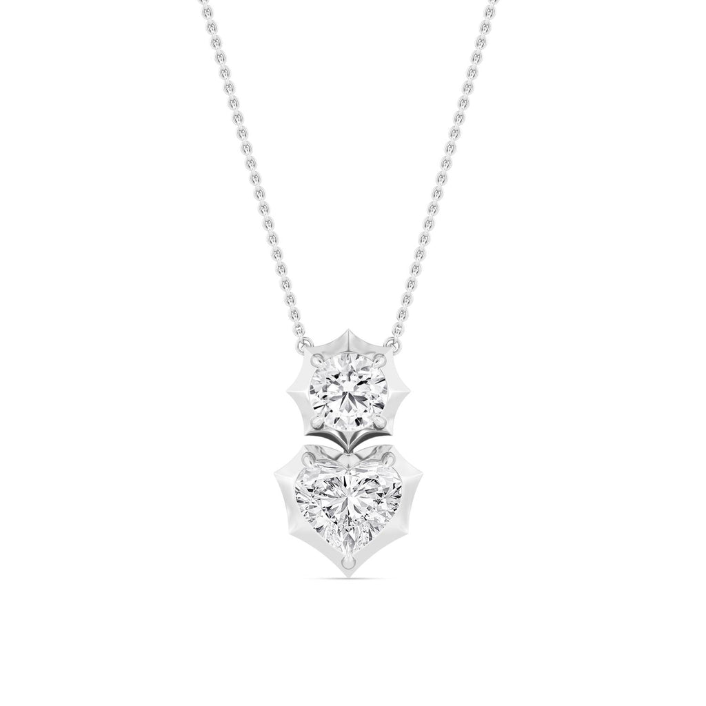 3.30ctw Round and Heart Lab Grown Diamond Georgian Cut Down Two Stone Necklace