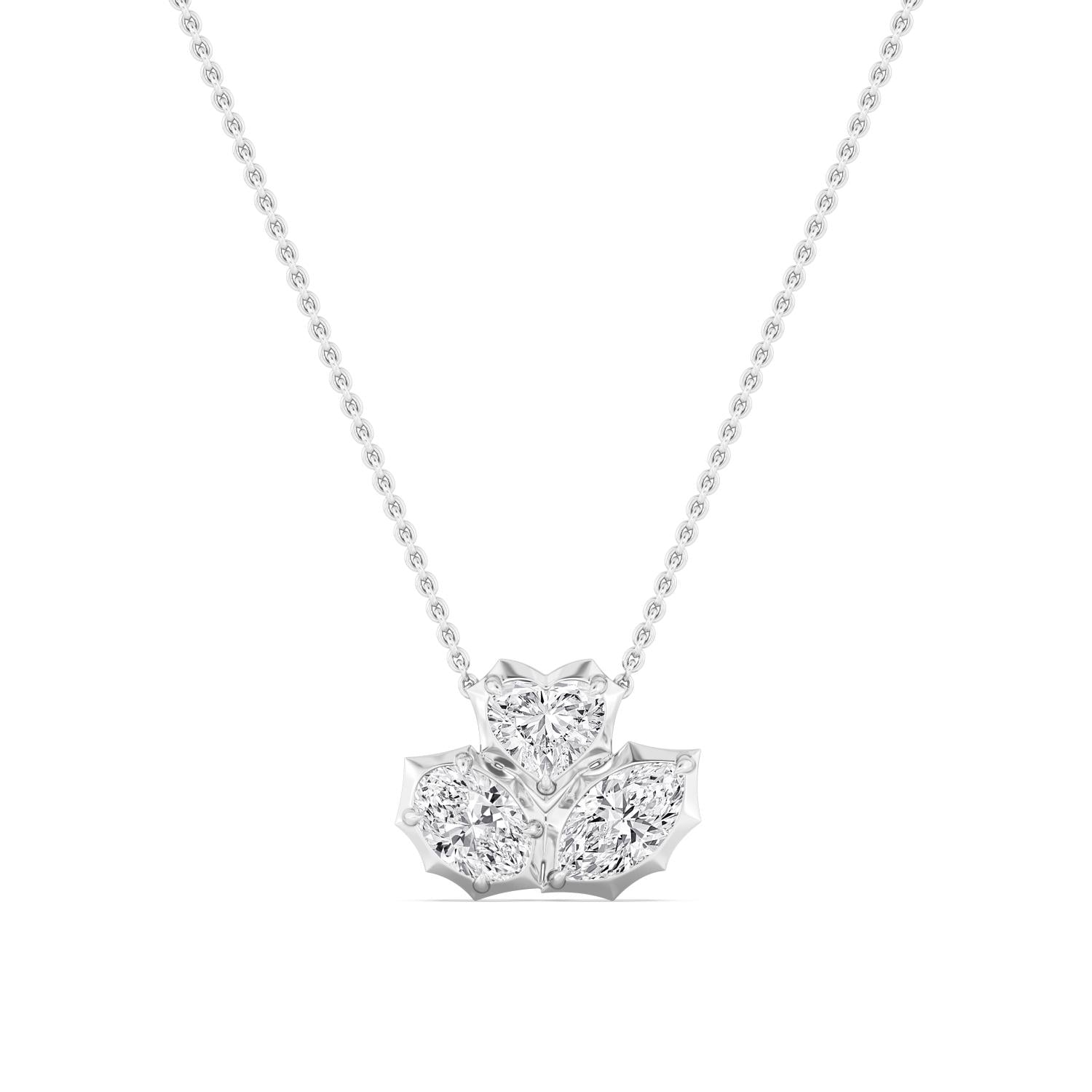 1.59ctw Lab Grown Diamond Multishape Georgian Cut Down Cluster Necklace