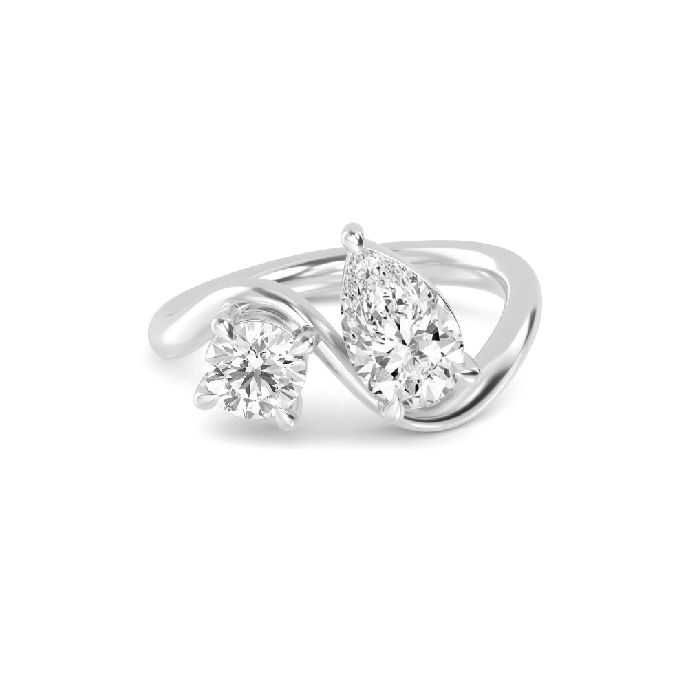 1.50ct Toi Et Moi Pear and Round Lab Grown Diamond Ring