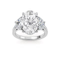 9.46ctw Oval and Half Moon cut Lab Grown Diamond Exceptional Trilogy Engagement Ring