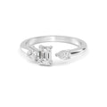 0.65ct Pear Princess and Emerald cut Lab Grown Diamond Three Stone Open Ring