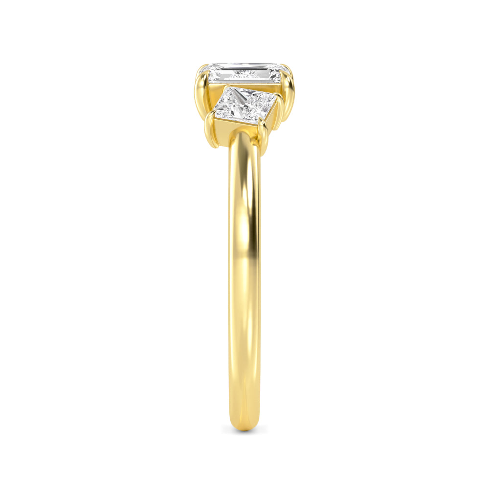 0.65ct Pear Princess and Emerald cut Lab Grown Diamond Three Stone Open Ring