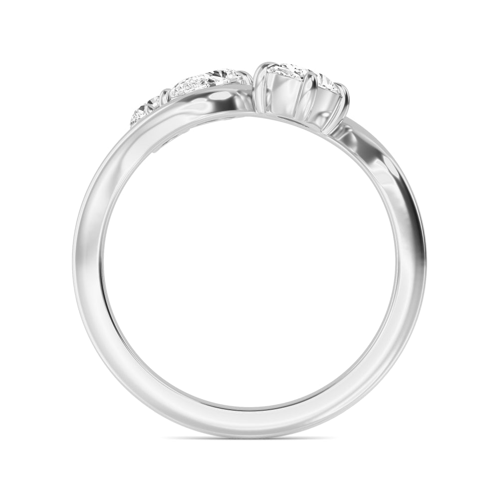 0.65ct Pear Oval and Round cut Lab Grown Diamond Wave Ring