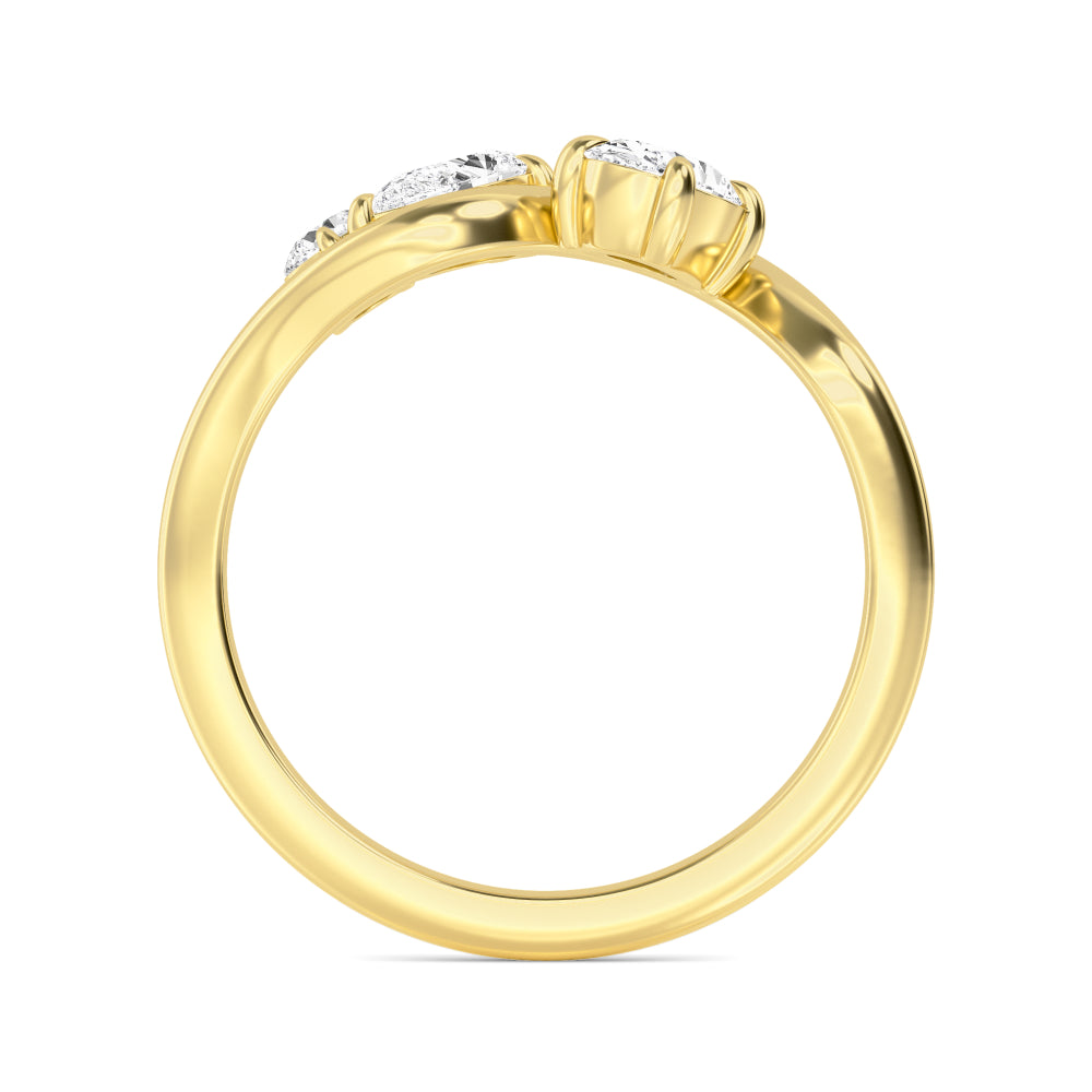 0.65ct Pear Oval and Round cut Lab Grown Diamond Wave Ring