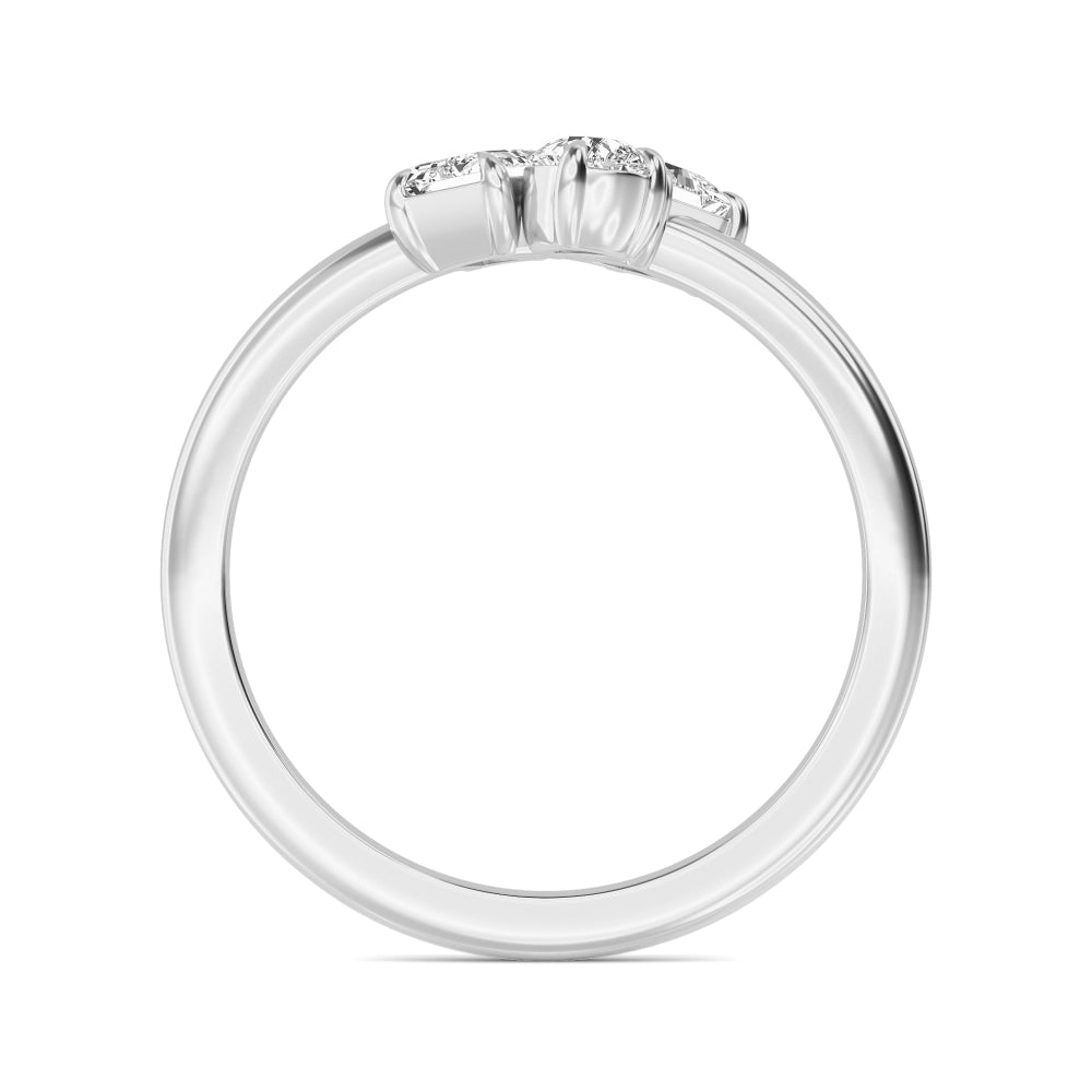 0.75ct Pear Princess and Emerald cut Lab Grown Diamond Three Stone Cluster Ring