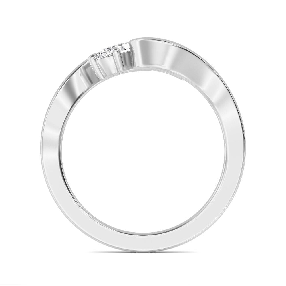 0.75ct Toi Et Moi Pear and Oval Lab Grown Diamond Wave Ring