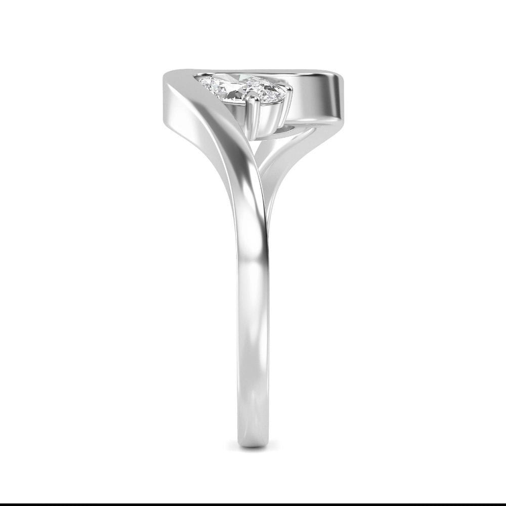 0.75ct Toi Et Moi Pear and Oval Lab Grown Diamond Wave Ring