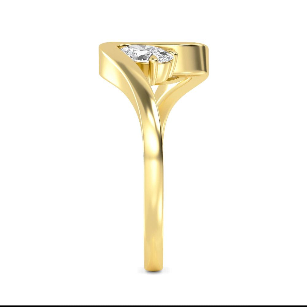 0.75ct Toi Et Moi Pear and Oval Lab Grown Diamond Wave Ring