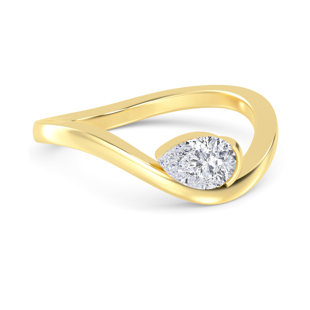 0.40ct Pear cut Lab Grown Diamond Wave Ring