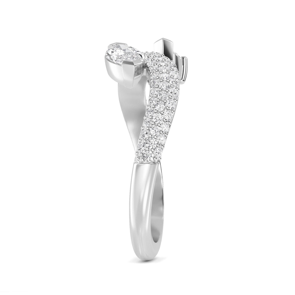 1.00ct Toi Et Moi Pear and Marquise Lab Grown Diamond Pave Wave Ring