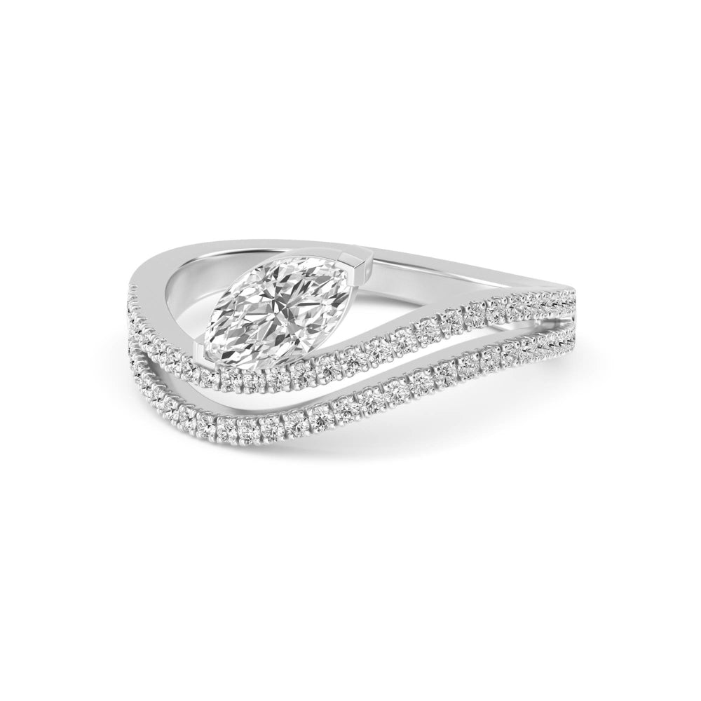 0.75ct Marquise cut Lab Grown Diamond Pave Wave Ring