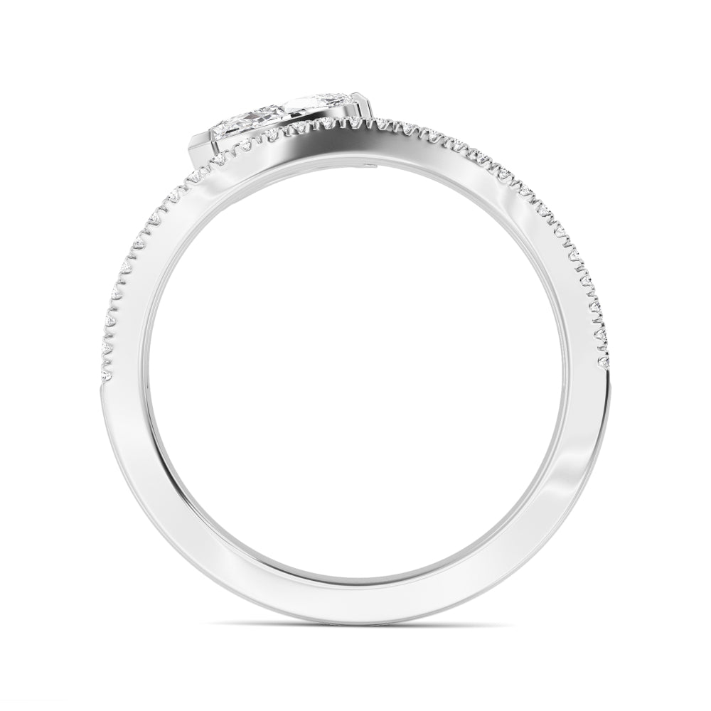 0.75ct Marquise cut Lab Grown Diamond Pave Wave Ring