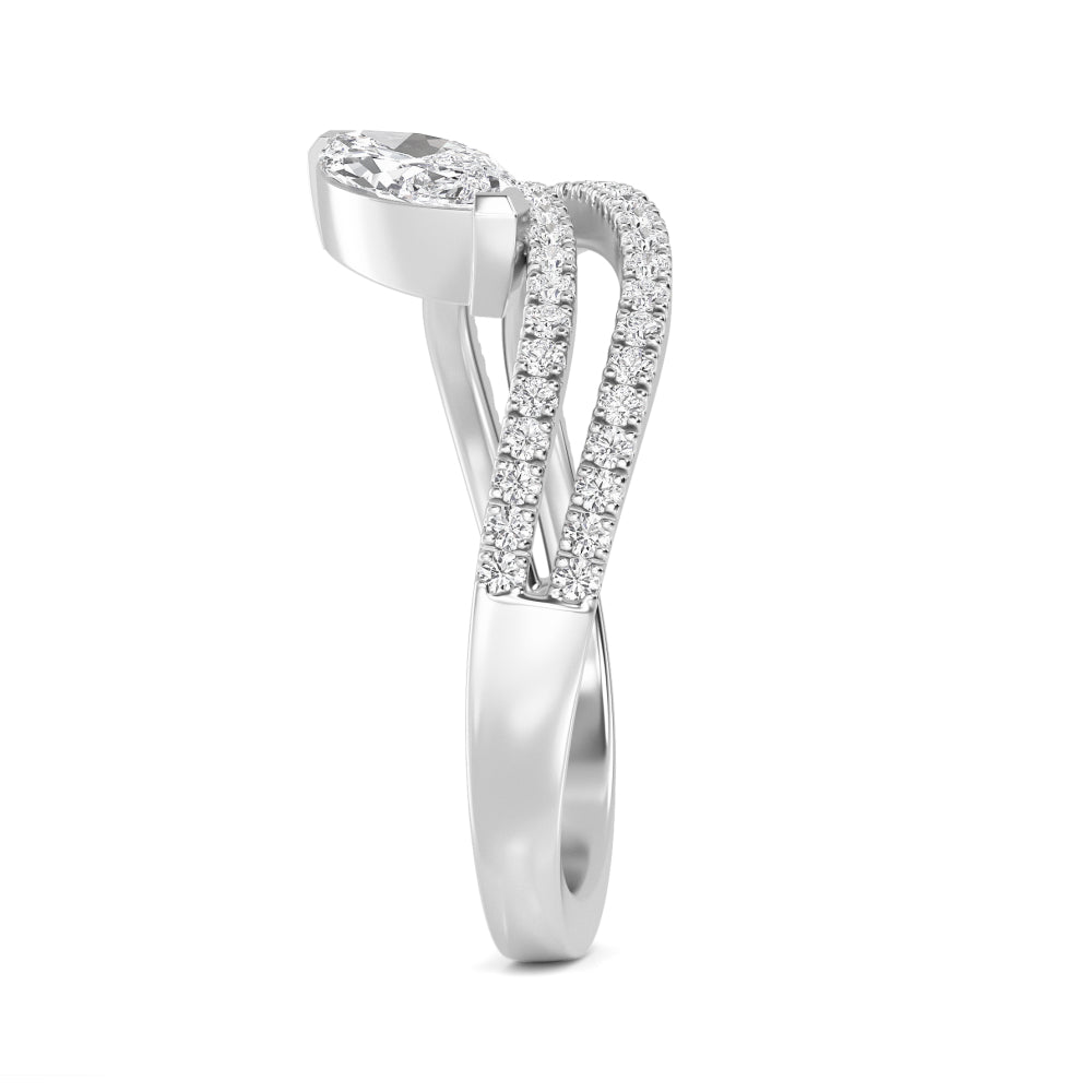 0.75ct Marquise cut Lab Grown Diamond Pave Wave Ring