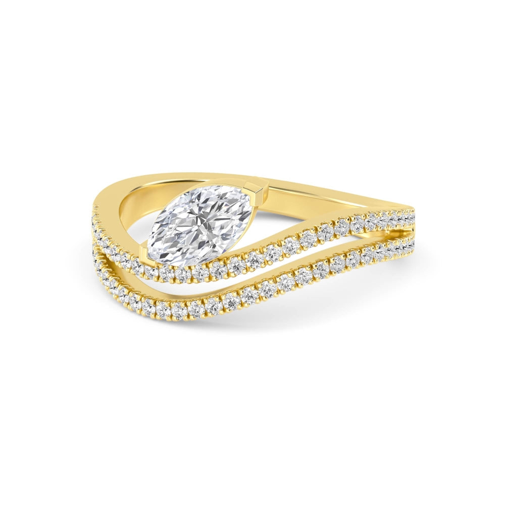 0.75ct Marquise cut Lab Grown Diamond Pave Wave Ring