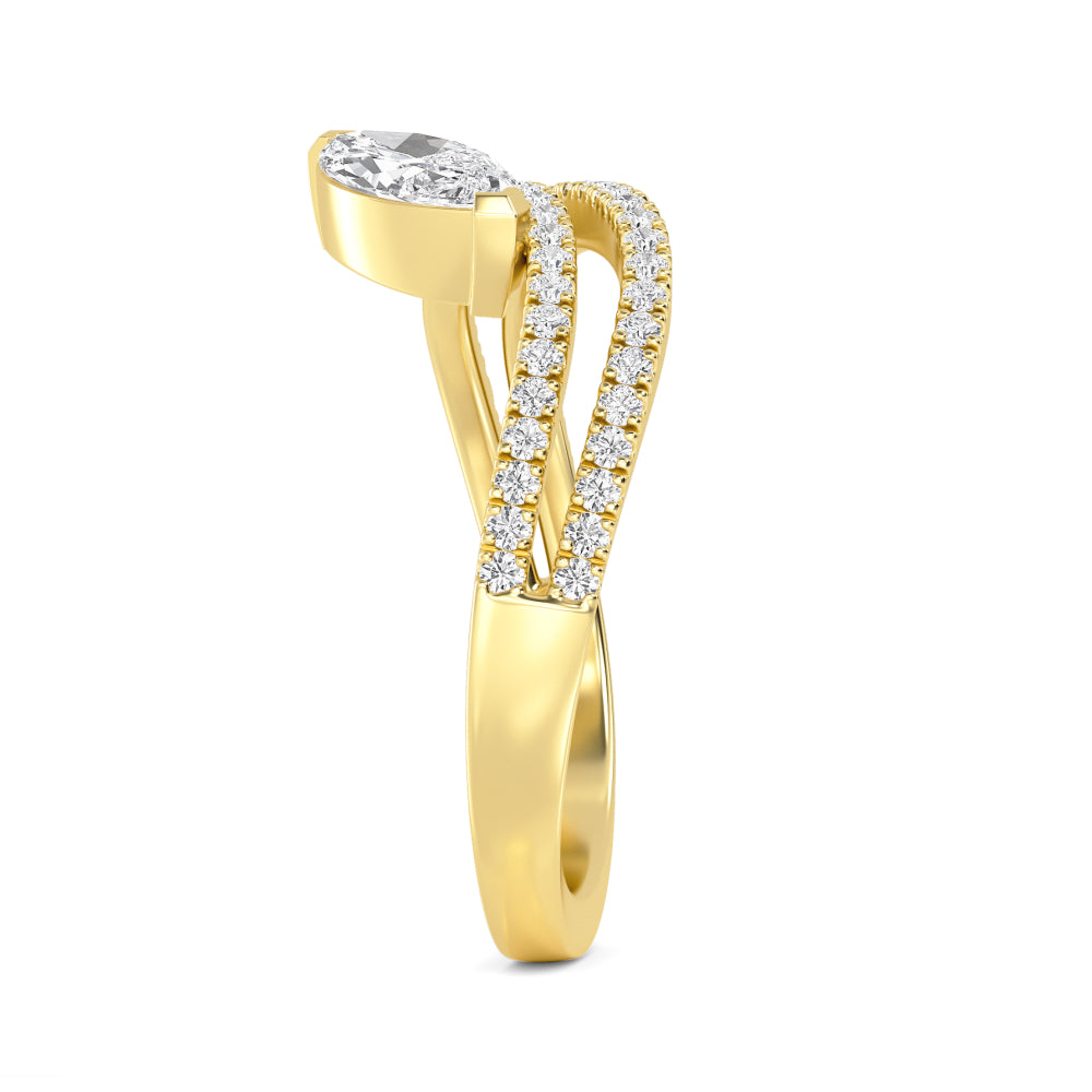 0.75ct Marquise cut Lab Grown Diamond Pave Wave Ring