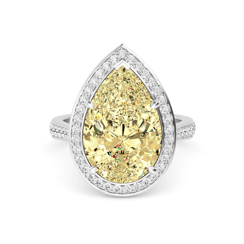 7.53ctw Yellow Pear Lab Grown Diamond Exceptional Halo Engagement Ring