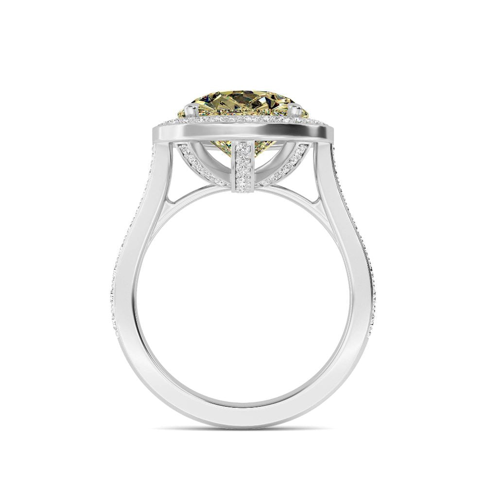 7.53ctw Yellow Pear Lab Grown Diamond Exceptional Halo Engagement Ring