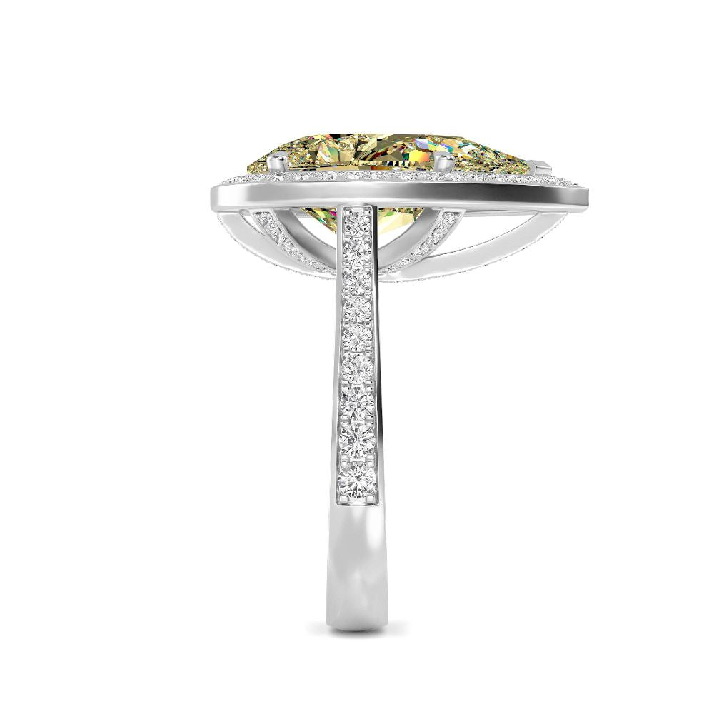 7.53ctw Yellow Pear Lab Grown Diamond Exceptional Halo Engagement Ring