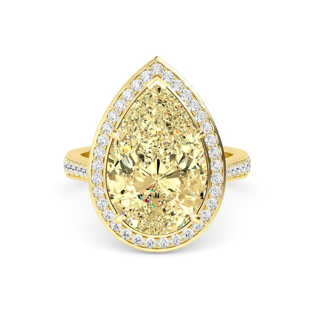 7.53ctw Yellow Pear Lab Grown Diamond Exceptional Halo Engagement Ring