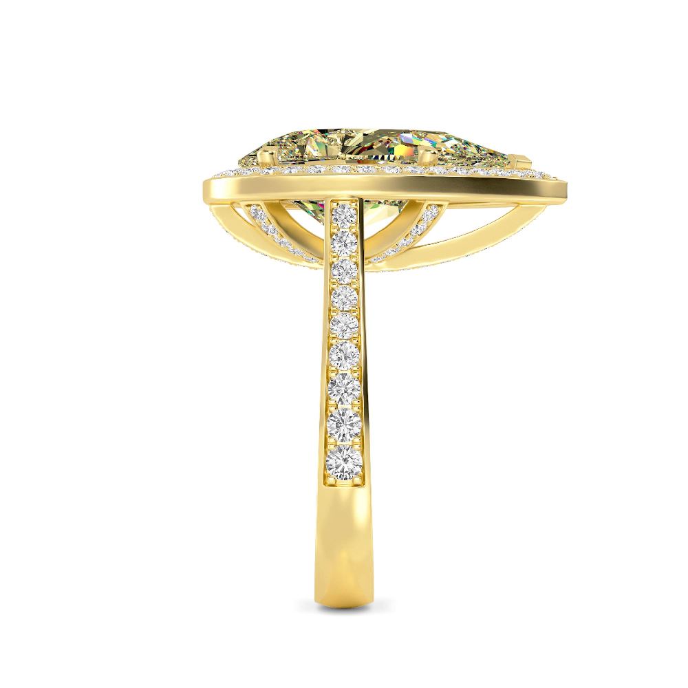 7.53ctw Yellow Pear Lab Grown Diamond Exceptional Halo Engagement Ring