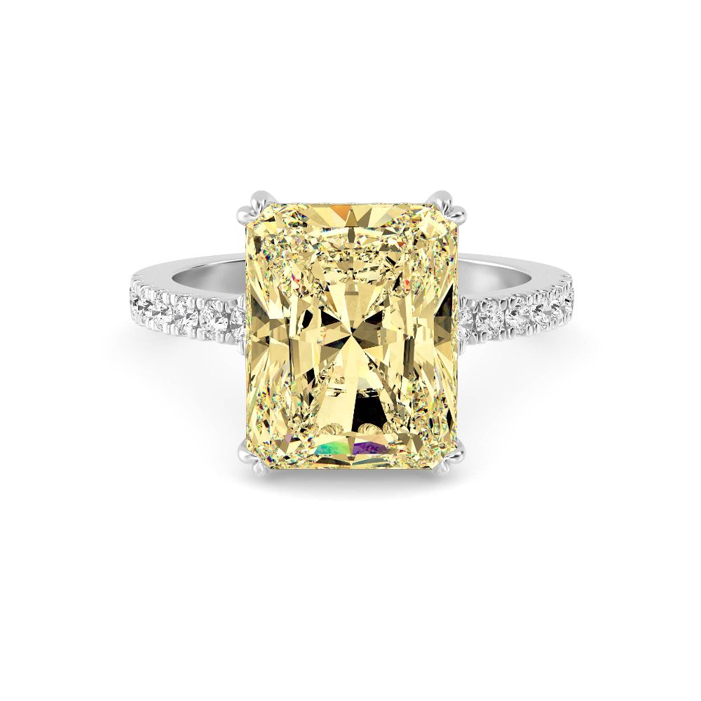 6.77ctw Yellow Radiant cut Lab Grown Diamond Exceptional Engagement Ring