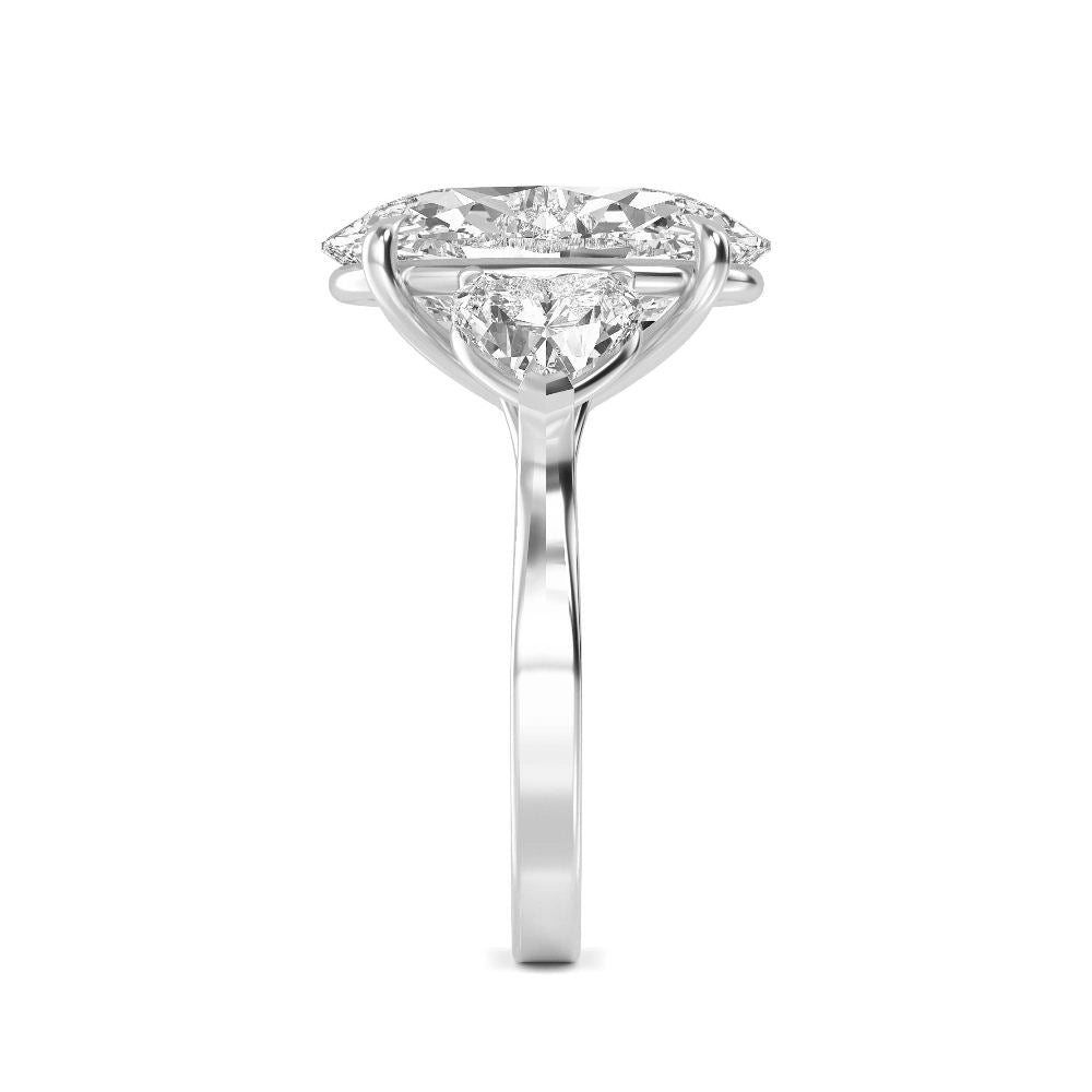 9.71ctw Oval and Heart cut Lab Grown Diamond Exceptional Trilogy Engagement Ring