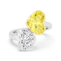 8.00ct Toi Et Moi Heart Yellow and White Lab Grown Diamond Exceptional Ring