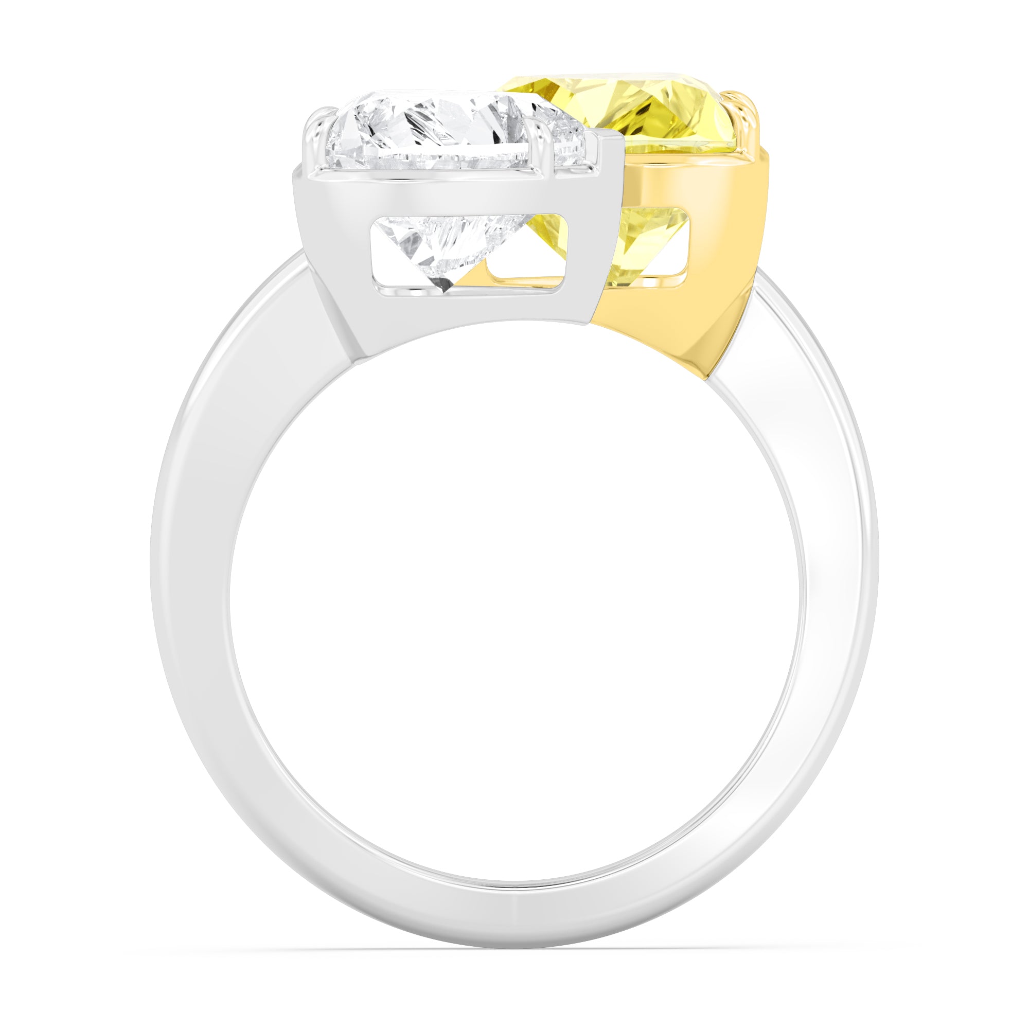 8.00ct Toi Et Moi Heart Yellow and White Lab Grown Diamond Ring